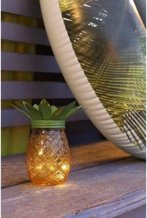 Lampada solare Ananas, metallo/vetro, 5 LED a filamento, 8 ore di autonomia, 12,5 x 18,5 cm