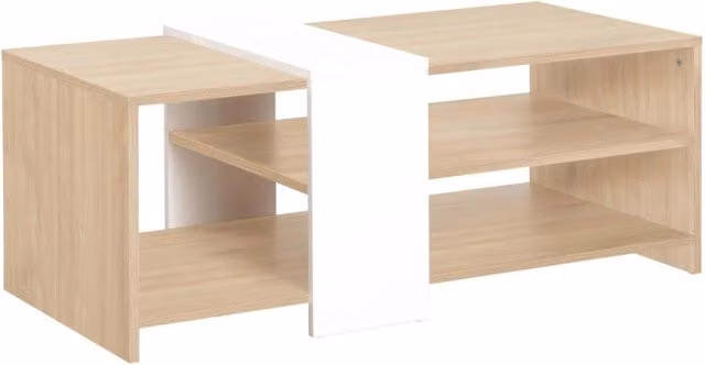 Tavolino Aladin Casa Collection Colore Naturale e Bianco L: 100 cm, P: 53 cm, H: 41,5 cm