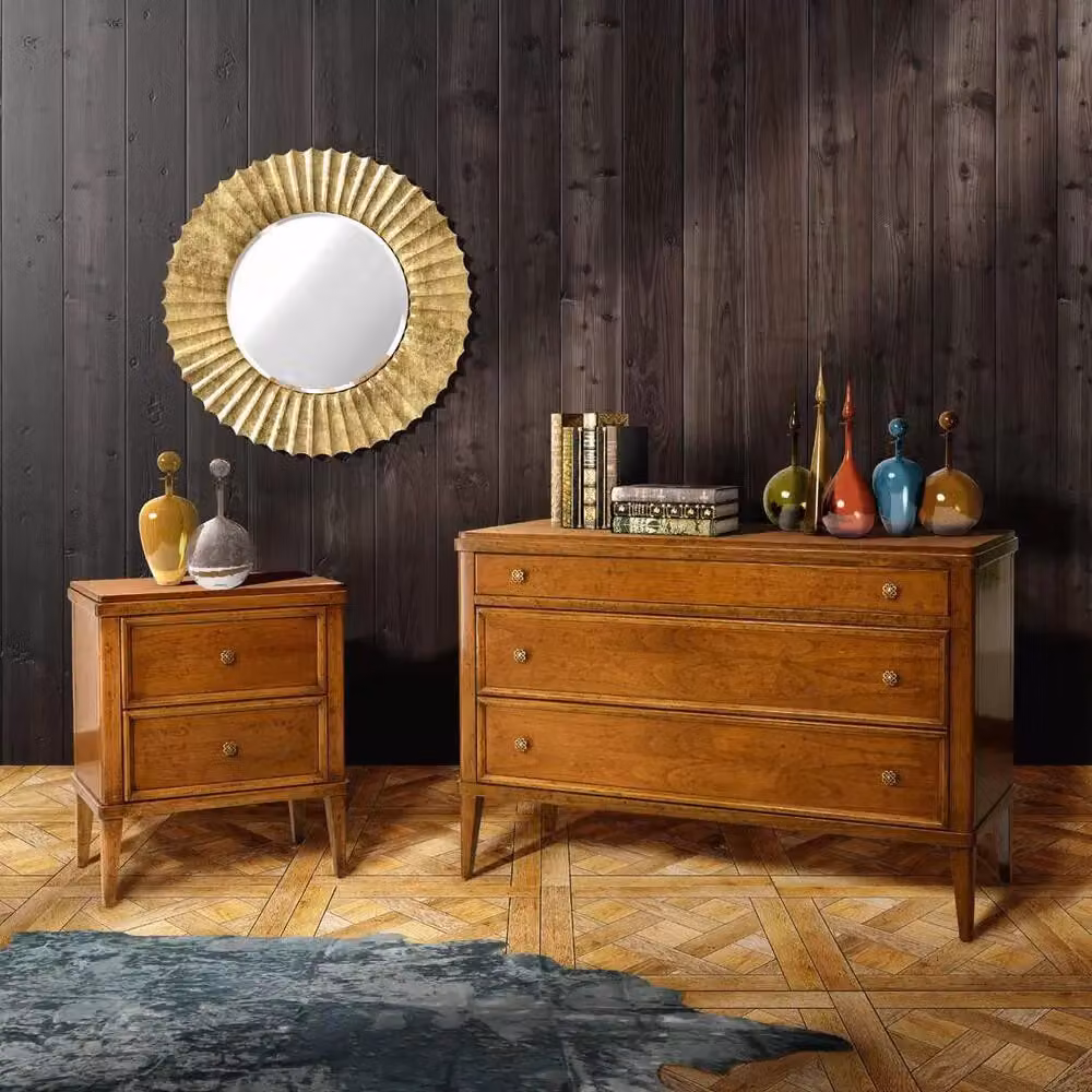 Comodino classico in legno con 2 cassetti Mobili 2G L: 58 cm, P: 38 cm, H: 70 cm – 4