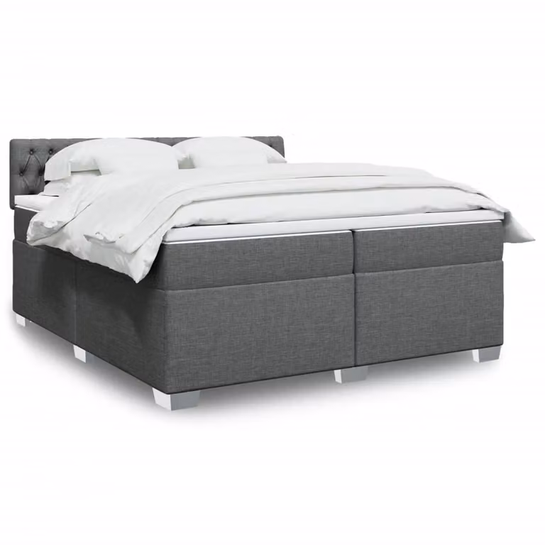 vidaXL Giroletto a Molle Ibrido con Materasso in Tessuto Grigio e Bianco L/P: 200 x 200 cm