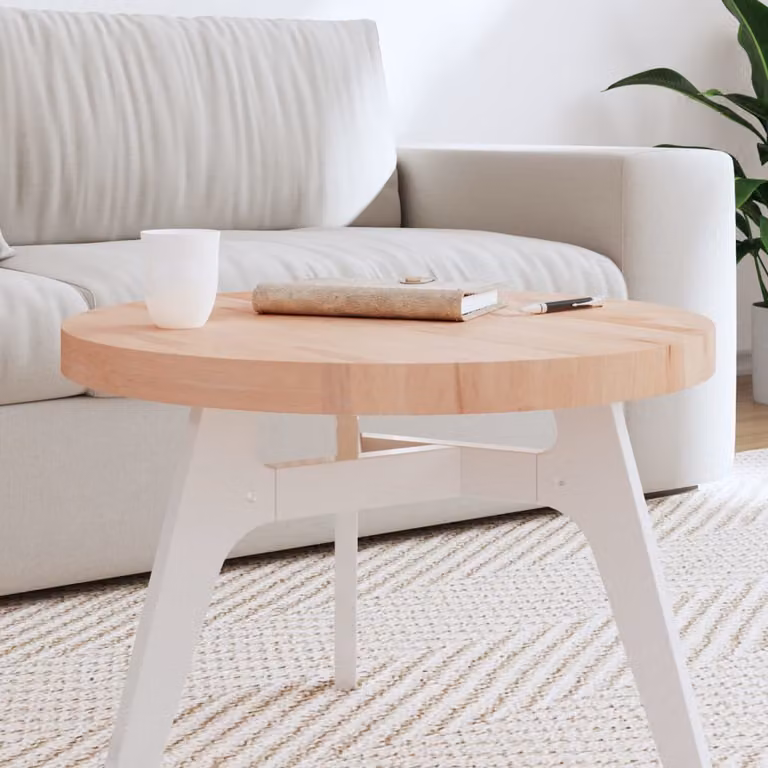 vidaXL Piano per Tavolo Rotondo in Legno Massello di Faggio, Marrone, Ø 60 cm, H 4 cm