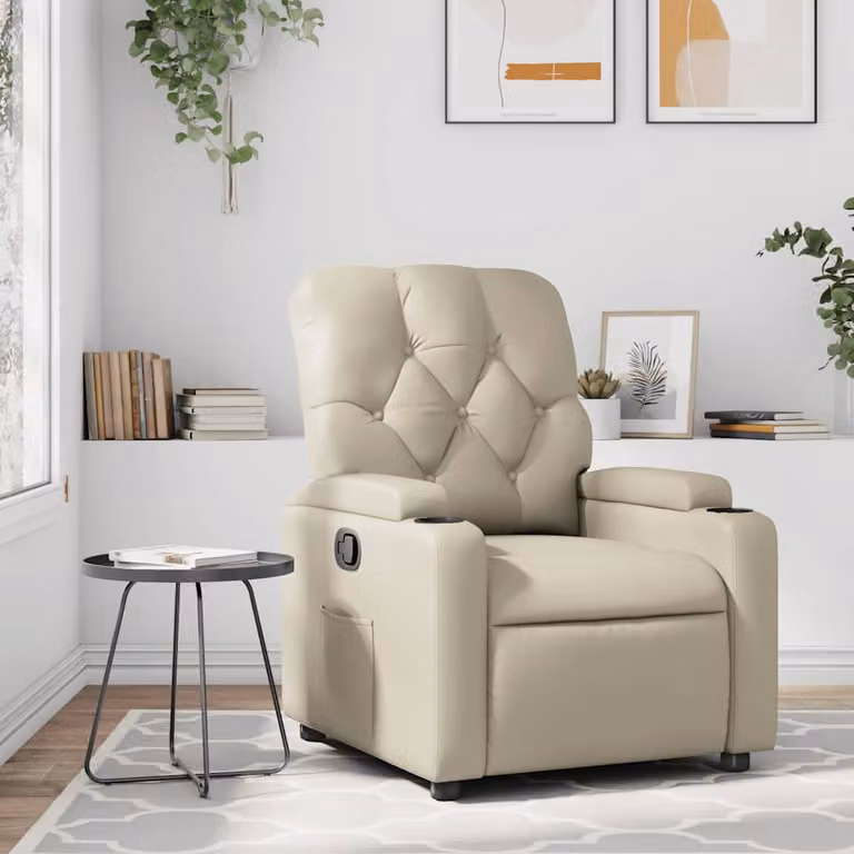 Poltrona Reclinabile Relax vidaXL in Similpelle Beige con Braccioli e Reclinazione Manuale