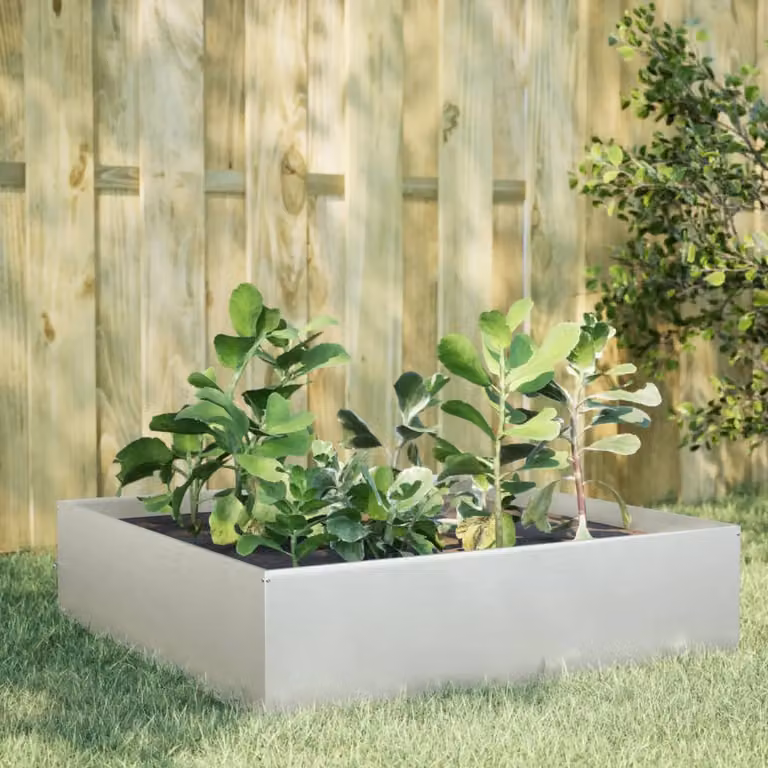 Fioriera Rialzata da Giardino vidaXL in Acciaio Inox Argento L/P/H: 100 x 100 x 41 cm