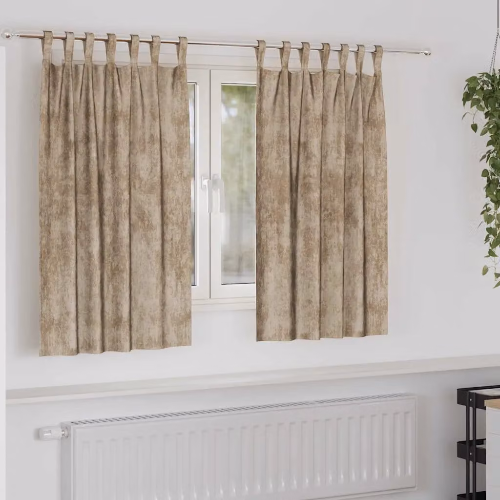 Set di 2 tende in velluto vidaXL beige, oscuranti e termoisolanti, L: 140 cm x H: 140 cm