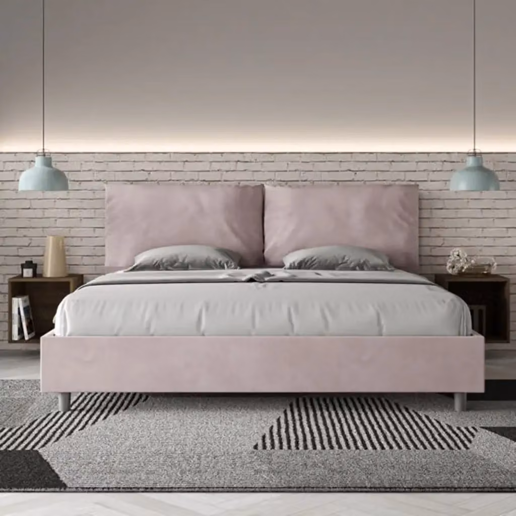Letto matrimoniale king size Antea Large Ityhome con rete imbottita in microfibra colore glicine L/P/H: 222 x 215 x 110 cm – 2