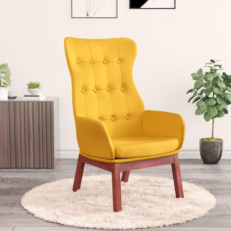 vidaXL Poltrona Relax Reclinabile Gialla con Braccioli e Struttura in Metallo e Legno