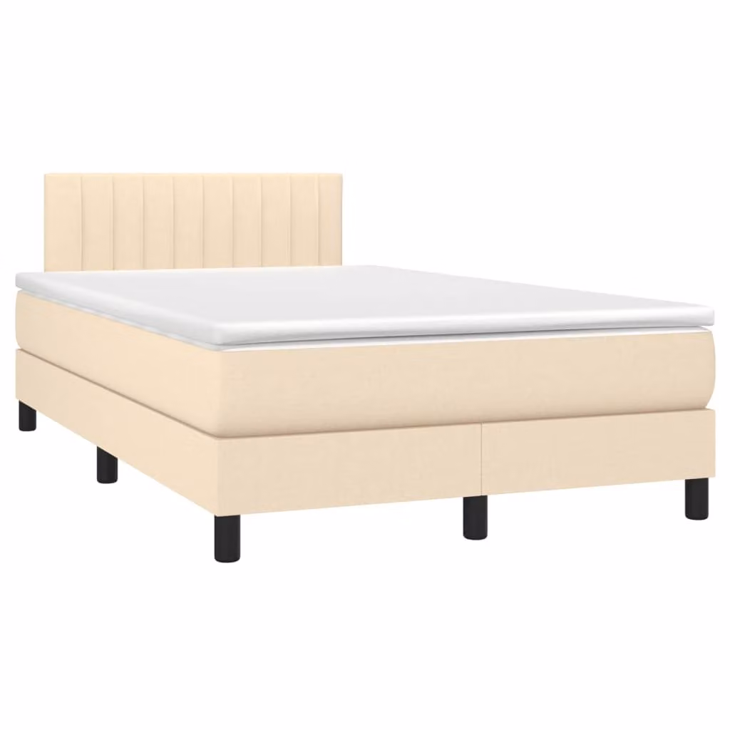 Maison Exclusive - Letto a Molle con Materasso e LED Crema 120x190 cm in Tessuto