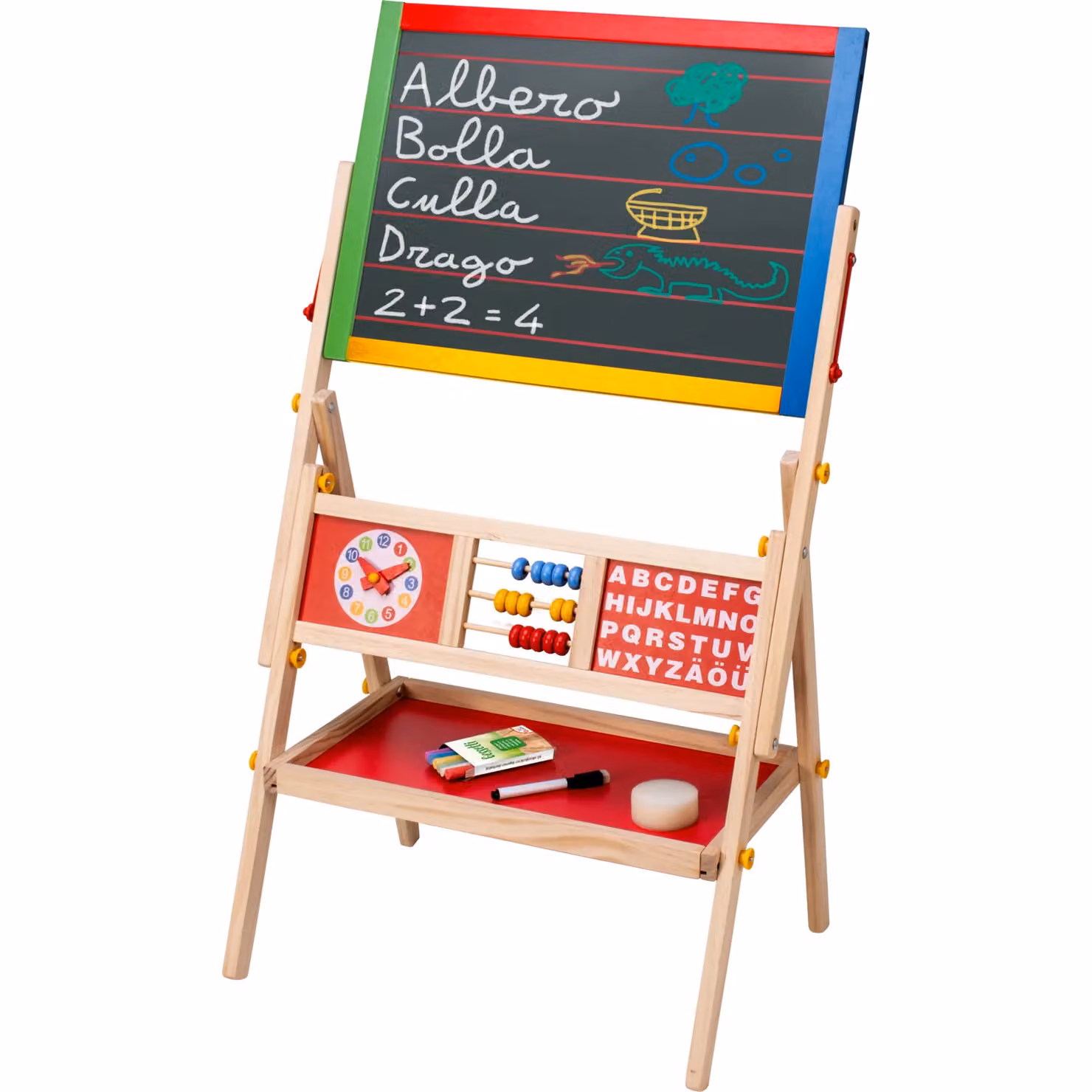 Lavagna 2 in 1 con Pallottoliere in Legno Woodworld Tu Giochi Multicolore