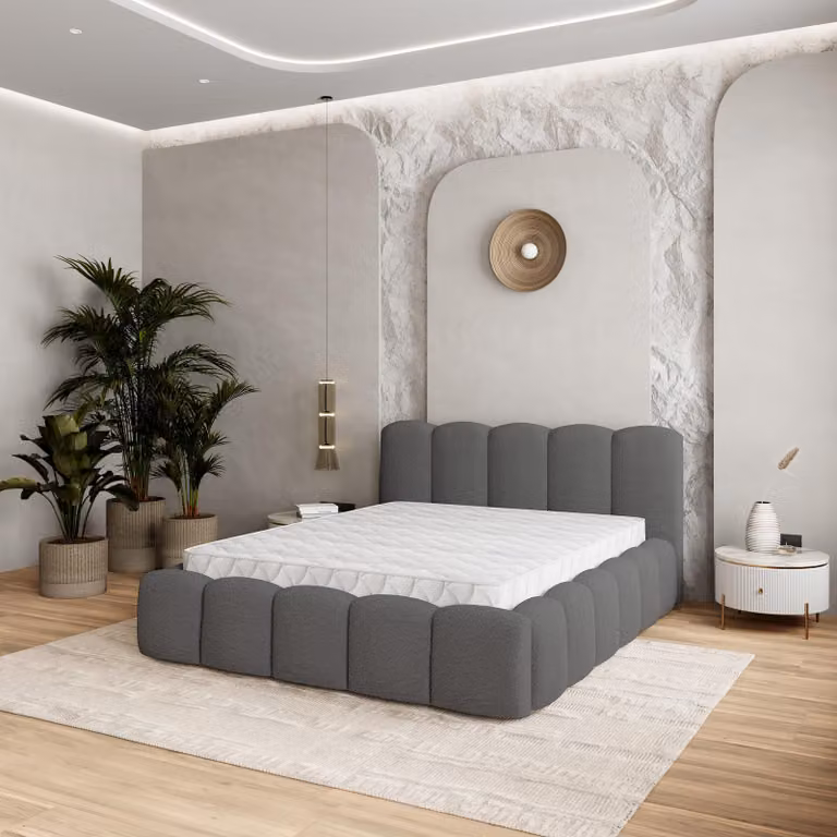 Letto imbottito Masseno FALINA 180x200 cm, letto imbottito con cassetti - Grigio, QUELLE 92