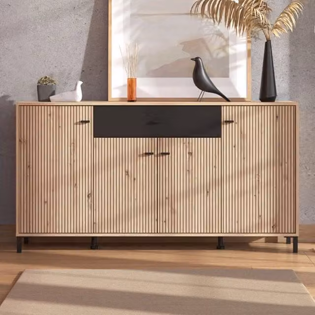 Madia Settime, Credenza un Cassetto, 170x40x90h cm Marrone Rovere Nodi