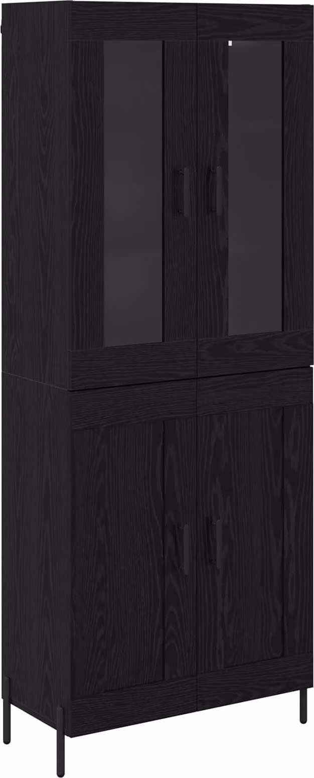 Credenza Rovere Nero 69,5 x 34 x 180 cm Legno multistrato