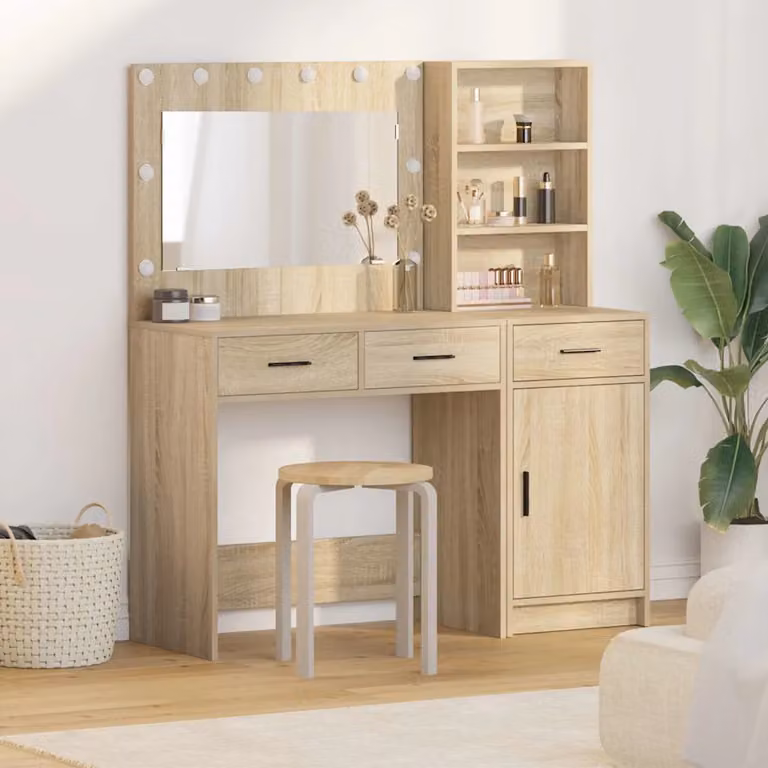 Set di 2 Tavoli da Trucco vidaXL Marrone L 78,5 cm x P 41 cm x H 135 cm