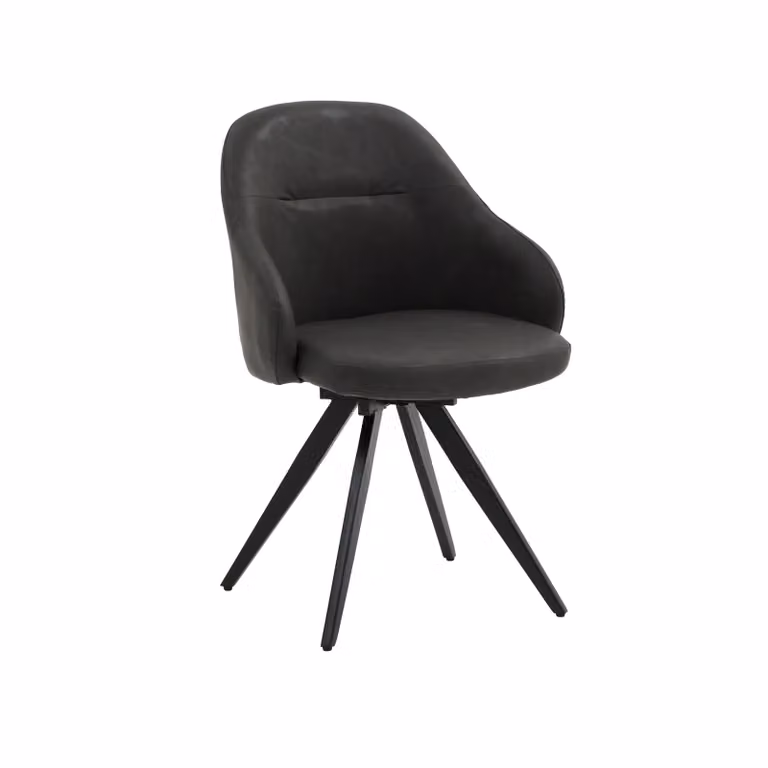 Set di sedie girevoli COVENT in similpelle antracite e gambe in metallo nero, con braccioli