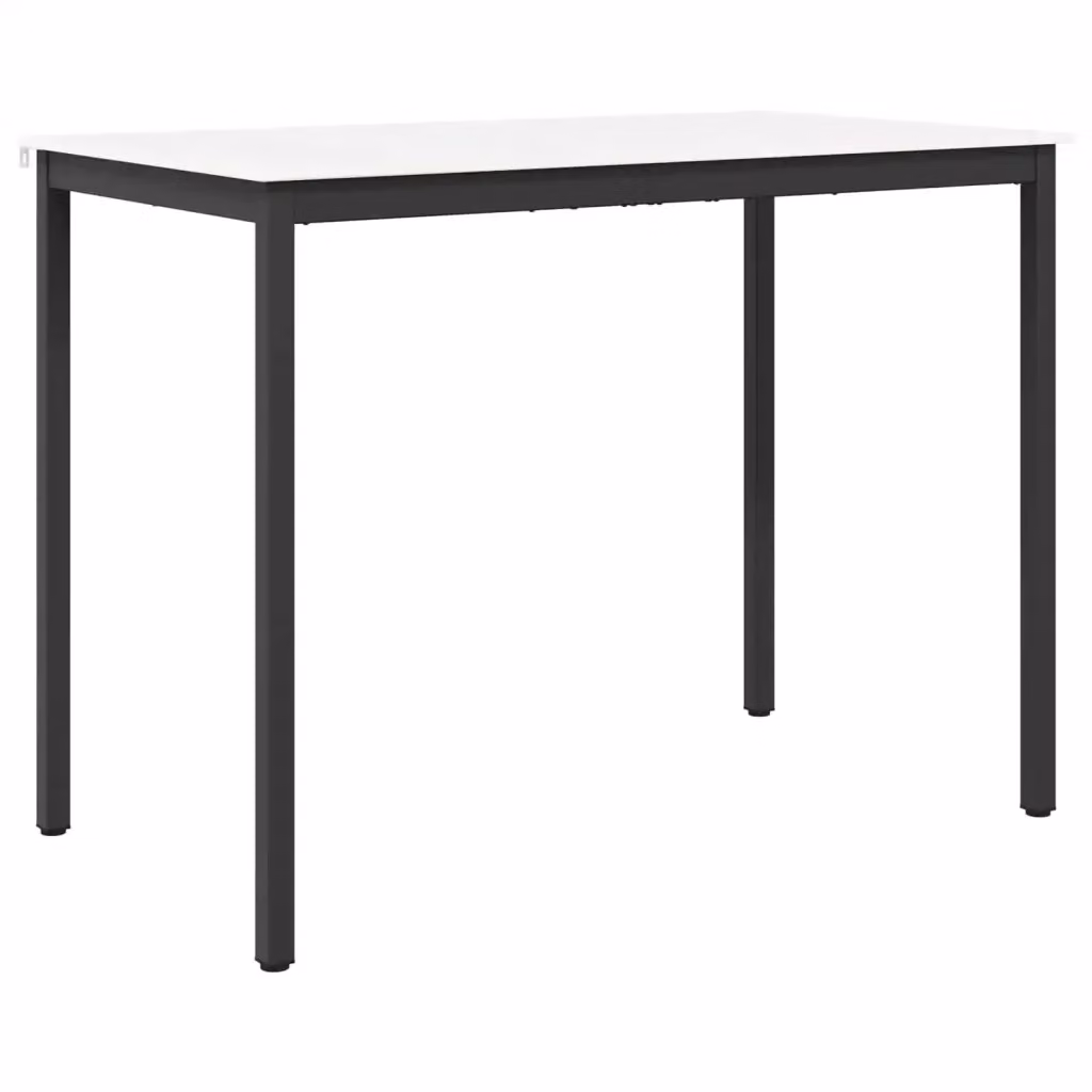 vidaXL Tavolo da bar rettangolare in pino massello e metallo, Bianco, L: 140 cm, P: 80 cm, H: 105 cm – 2