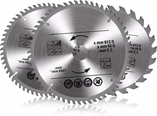 Lama circolare in acciaio TCT argento per legno, metallo e alluminio, Diametro: 210 mm
