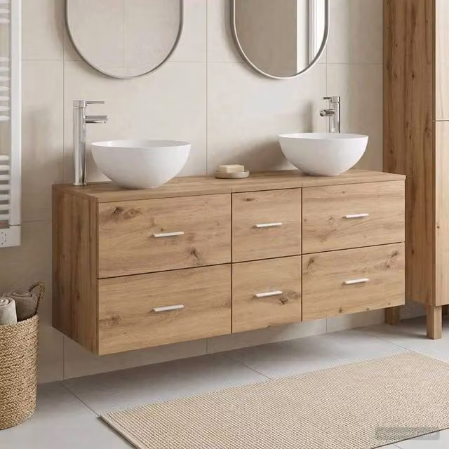 Set di Armadi da Bagno 3 pz Rovere Artigianale 129 x 35 x 80 cm 3405802