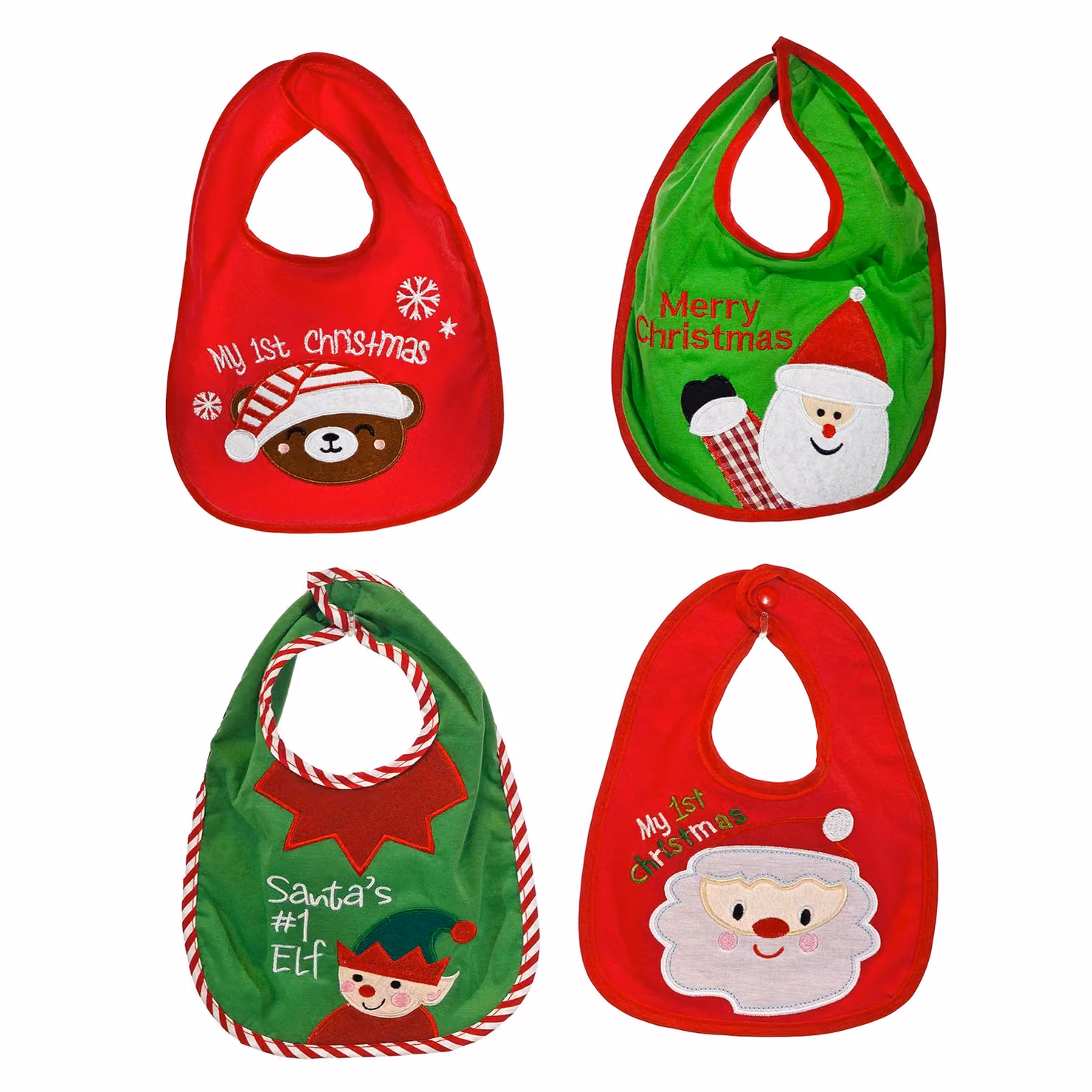 Bavaglino Natalizio per Neonato Vestiamo Casa in Poliestere Multicolore con Fantasie di Natale