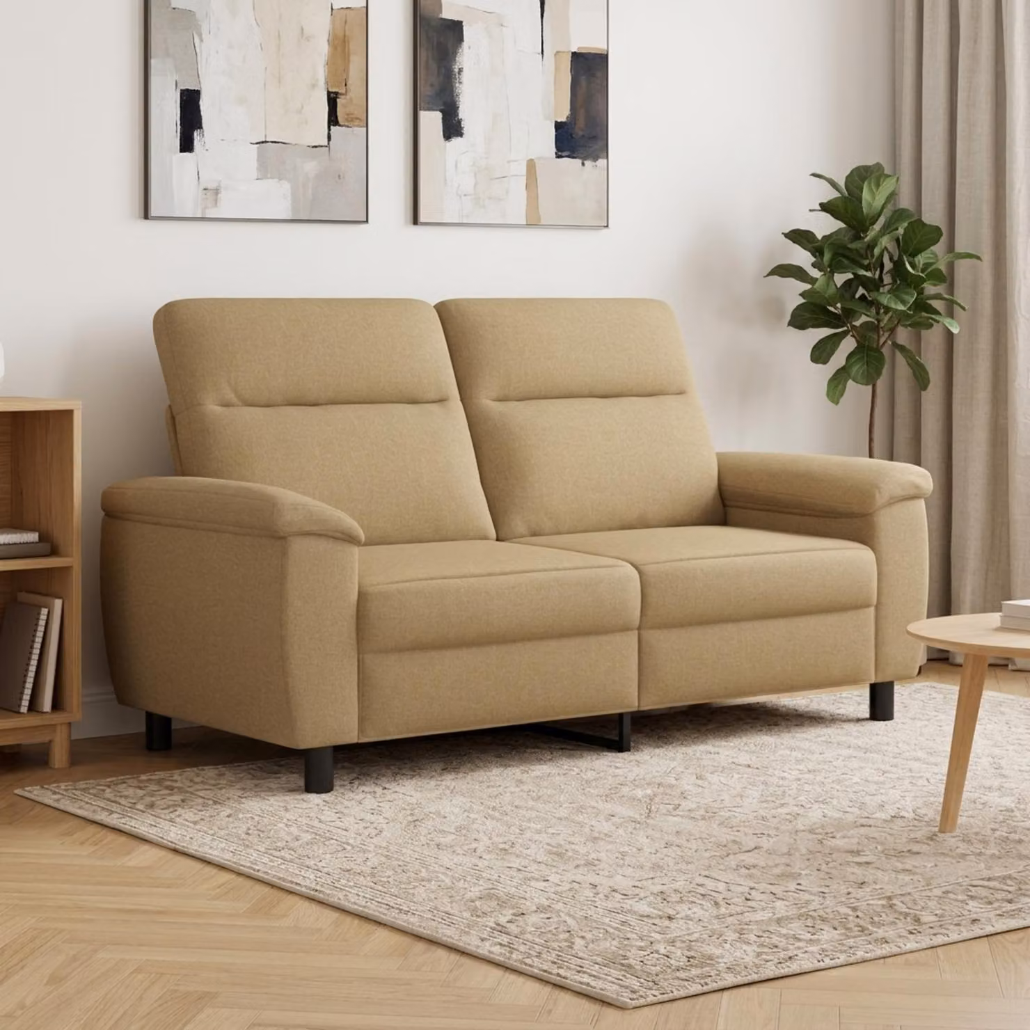 Divano moderno vidaXL in tessuto beige e marrone con struttura in metallo L: 178 cm, P: 90 cm, H: 95 cm