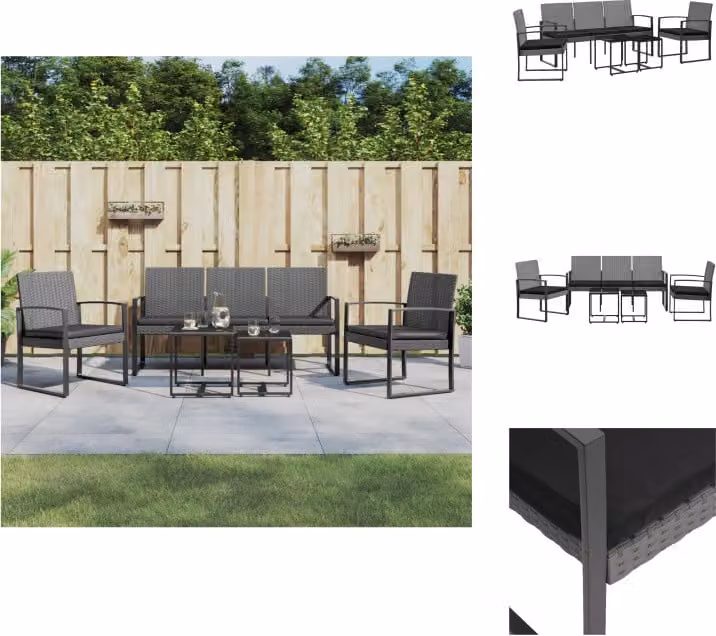 vidaXL Set da pranzo da giardino 5 pezzi con cuscini in PP rattan grigio scuro - Set di mobili da giardino