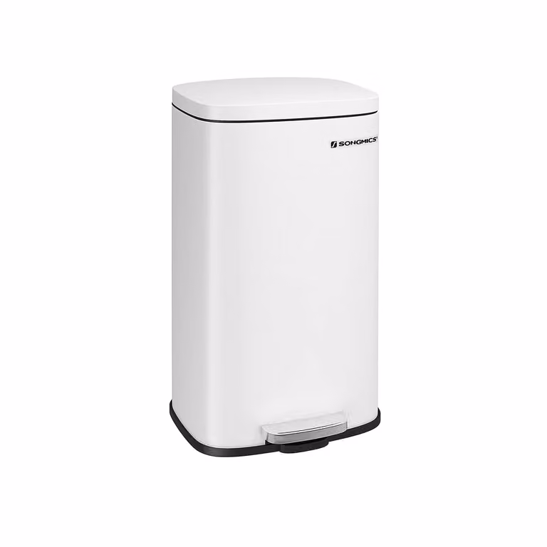 Pattumiera da Cucina con Pedale con Coperchio, Bianco