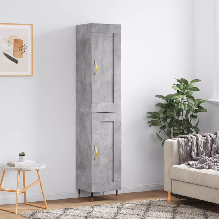 Credenza moderna vidaXL in legno e metallo, colore grigio, L/P/H: 34,5 x 34 x 180 cm