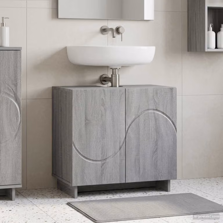 Mobile da bagno vidaXL Sonoma grigio L/P/H: 60 x 41 x 58 cm