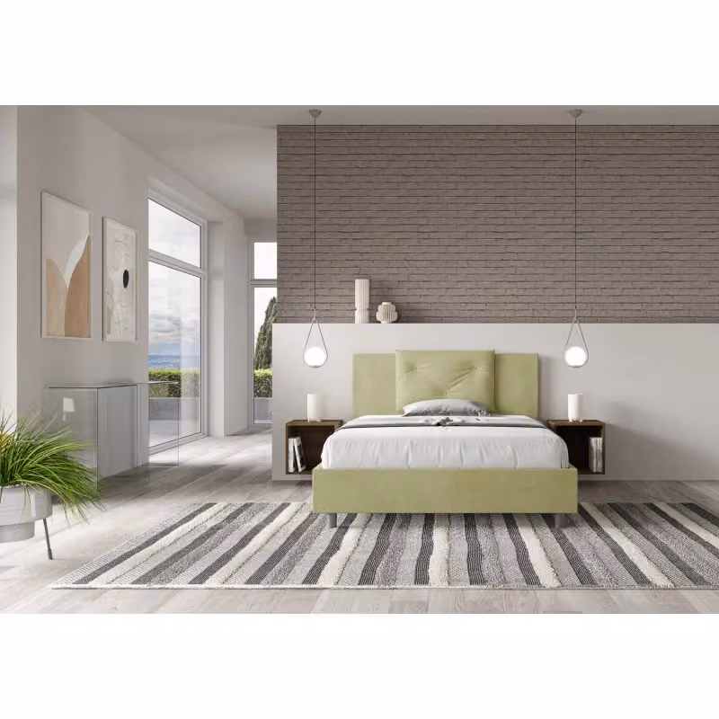 Letto imbottito con contenitore Appia Ityhome colore verde in microfibra L/P/H: 130 x 210 x 110 cm – 2