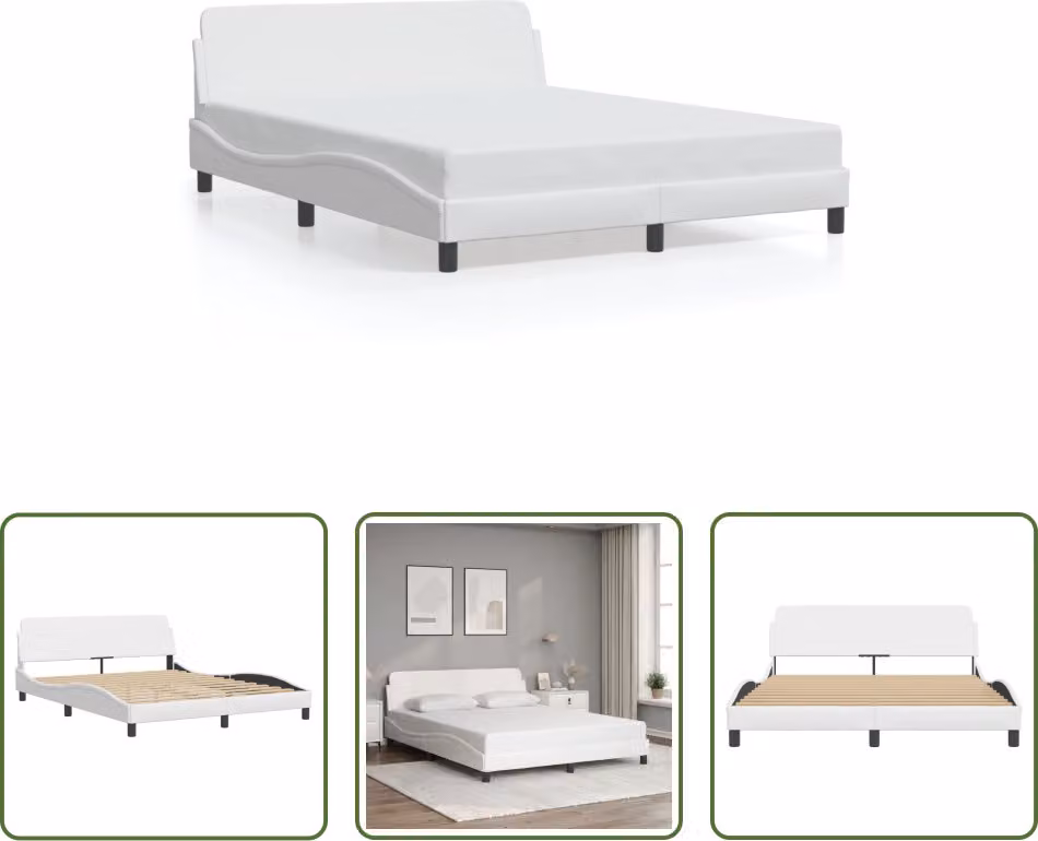 The Living Store Struttura letto con testiera bianca 160x200 cm in ecopelle