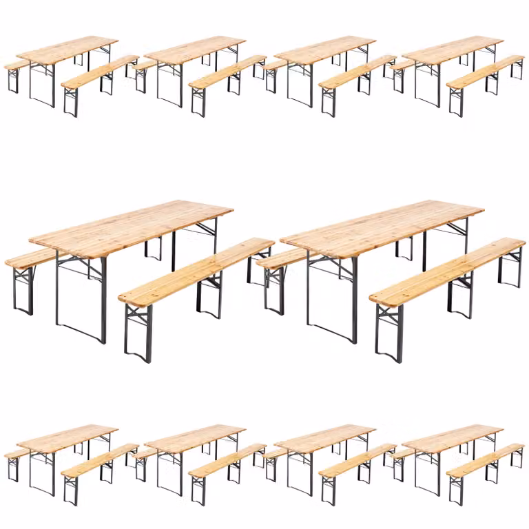 Set di 10 tavoli e panche da brasserie da 220 cm - Oviala Munich