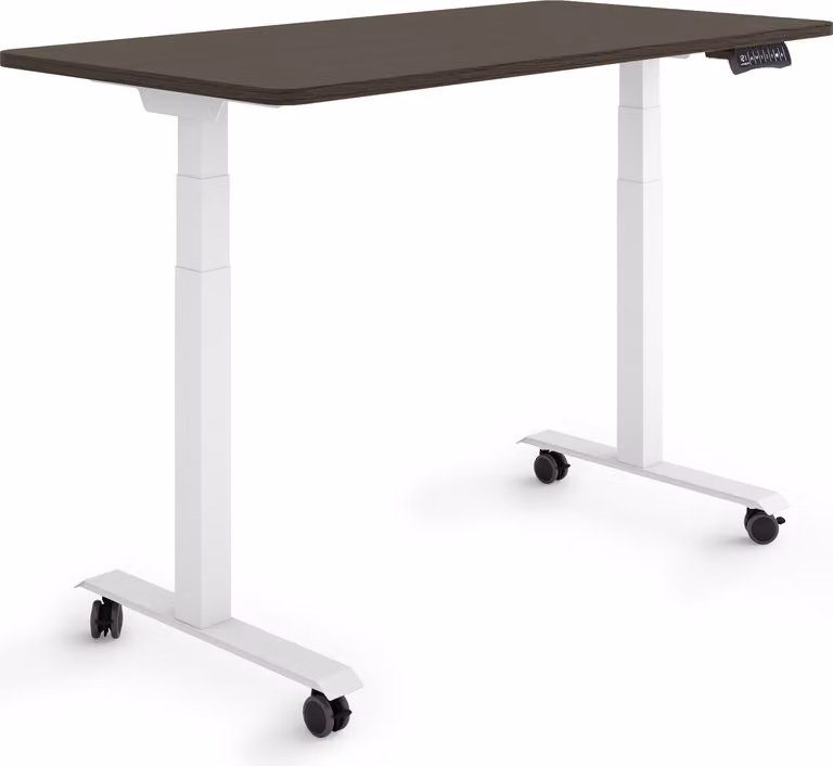ESMART Germany EZX-132WE 120x60cm Decorazione ebano Scrivania ergonomica regolabile in altezza su rotelle Regolabile elettricamente in continuo da 65,5 a 130,5 cm 3 memorie di attività Montaggio rapido