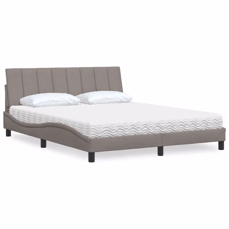 Letto con Materasso Hanko vidaXL in Tessuto Beige e Bianco, L/P/H: 160 x 200 x 74,5 cm