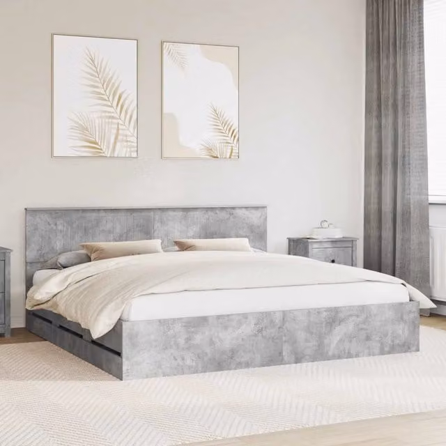 Struttura del letto con cassetto Grigio cemento 200 x 200 cm 3410675