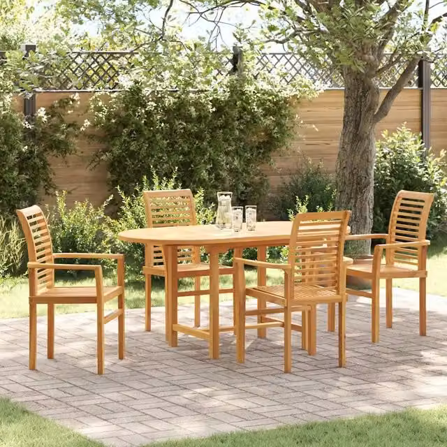 Set da Pranzo per Giardino 5 pz Marrone Legno di teak solido 3383946