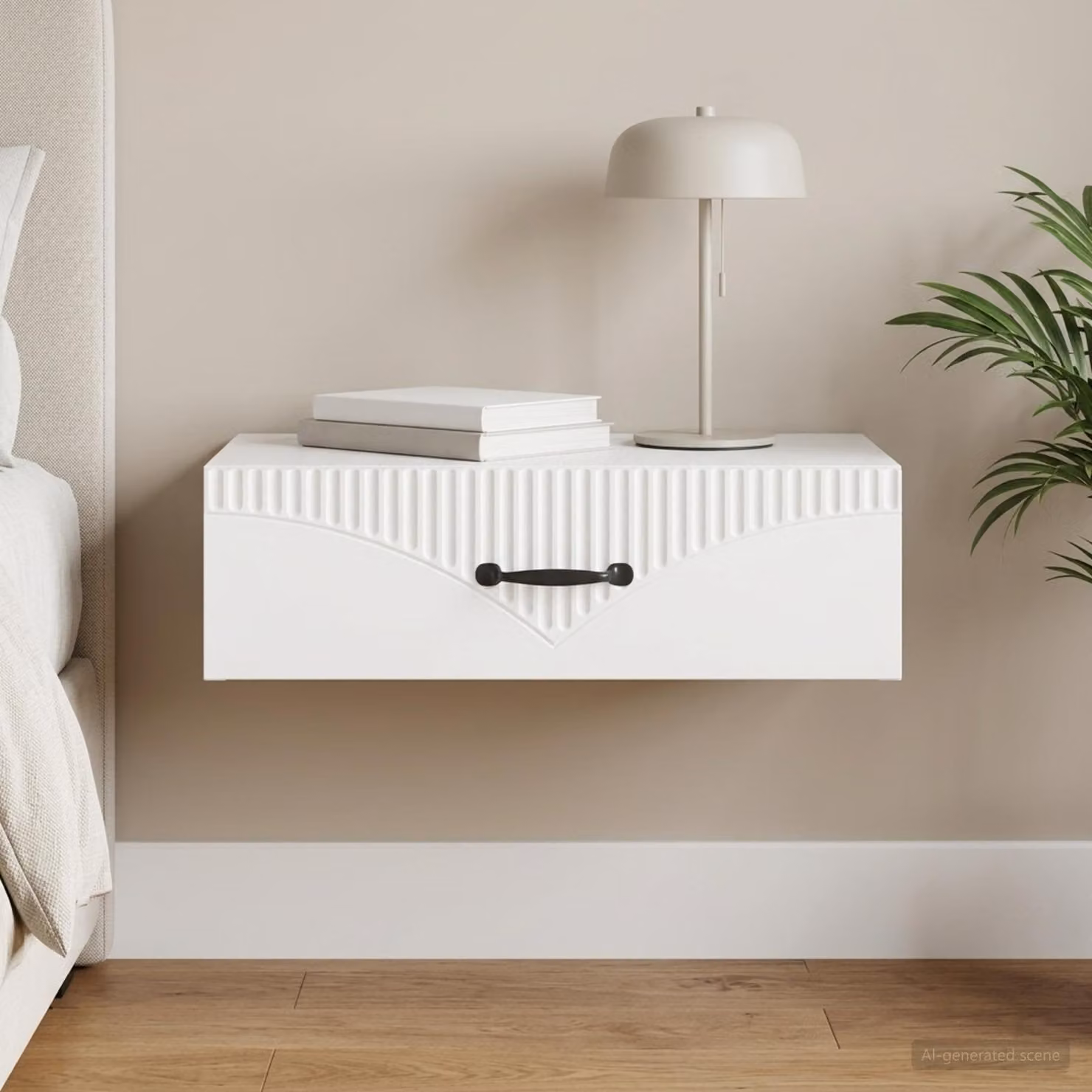 Tavolino da parete laterale vidaXL moderno in MDF bianco L: 59 cm, P: 34,5 cm, H: 17 cm