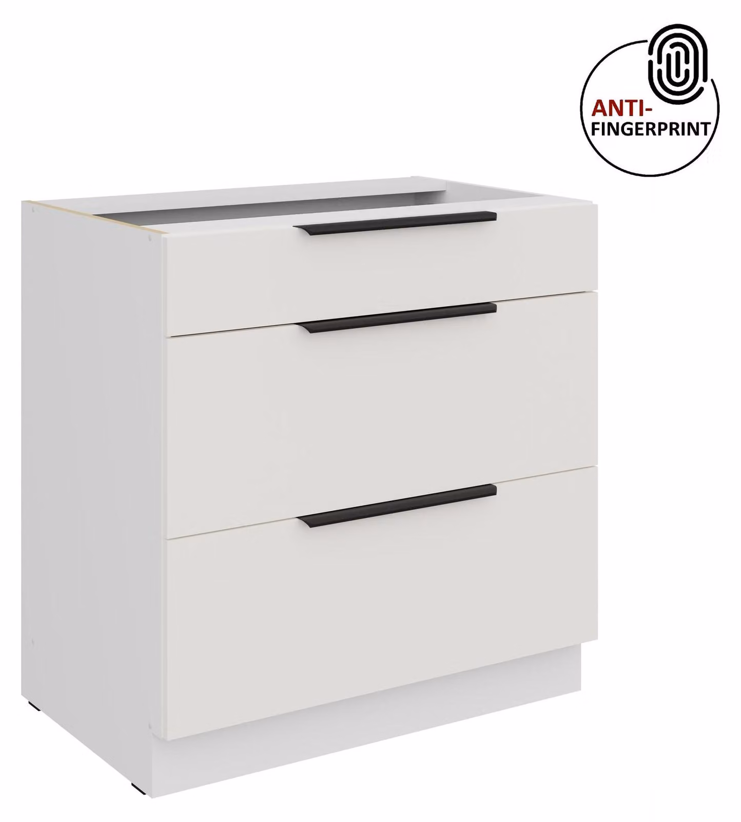 Mobile base da cucina da 80 cm, cucina ARIA bianco ultra opaco + bianco opaco, frontali di alta qualità con rivestimento anti-impronta, mobile da cucina con chiusura ammortizzata
