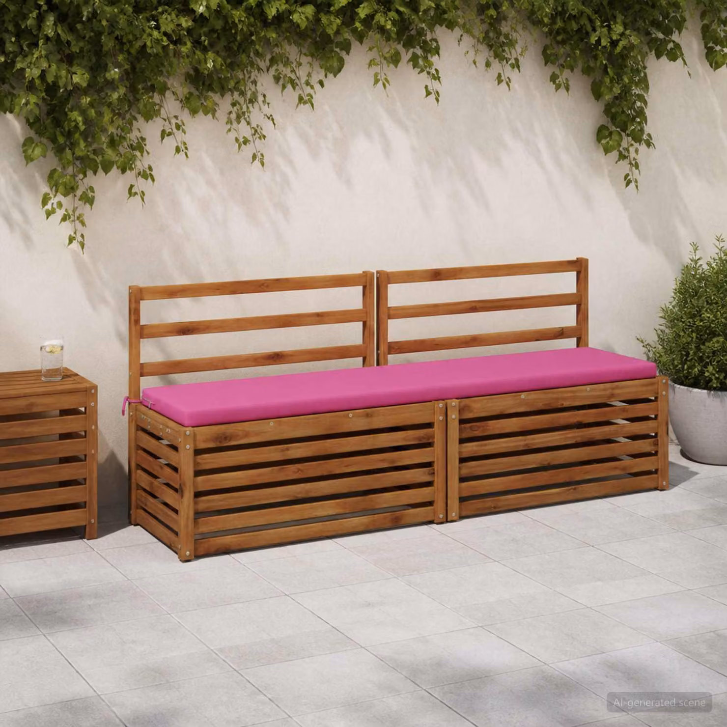 Set di 2 cuscini per panchina vidaXL in poliestere rosa con fodera rimovibile e resistente ai raggi UV