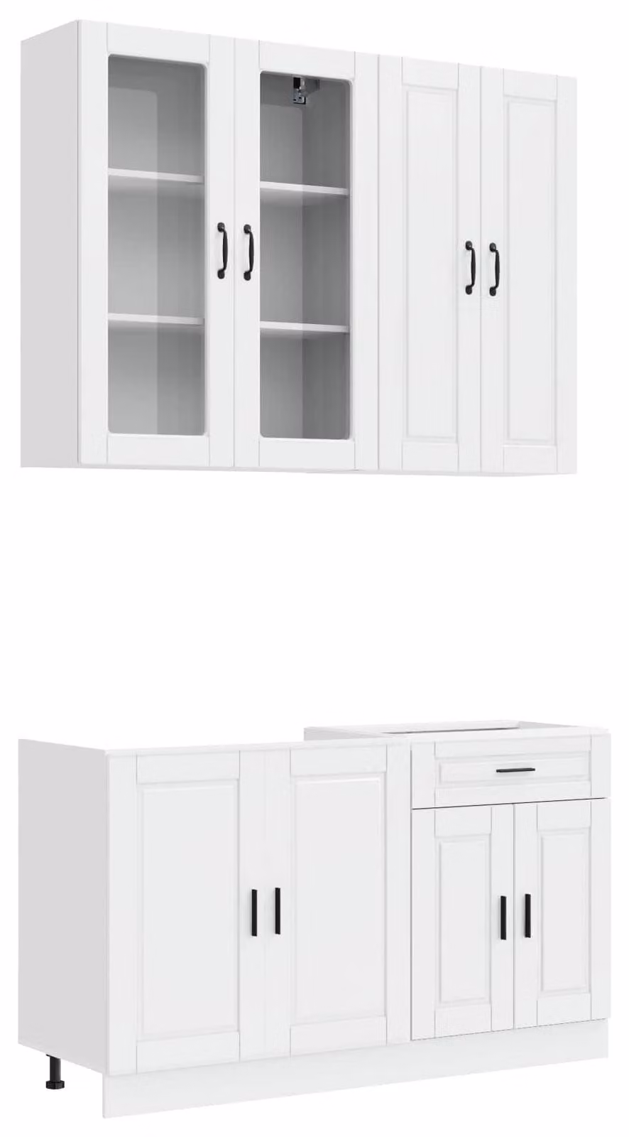 Set da cucina PORTO, 4 pezzi, in legno impiallacciato bianco lucido