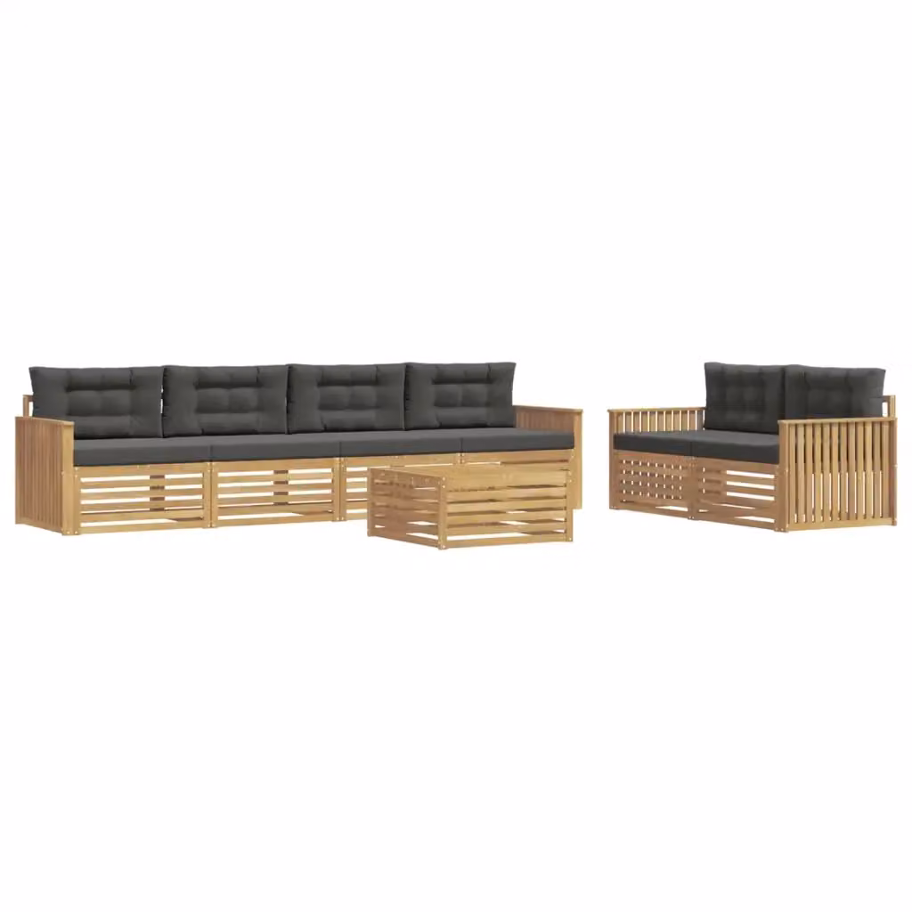 Set di divani da esterno moderno vidaXL in legno di acacia, 7 pezzi, Bianco e Antracite – 2