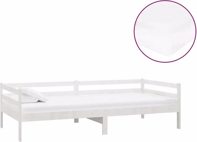 Divano letto | Sof¨¤ letto | Letto singolo con Materasso 90x200 cm Bianco in Legno di Pino