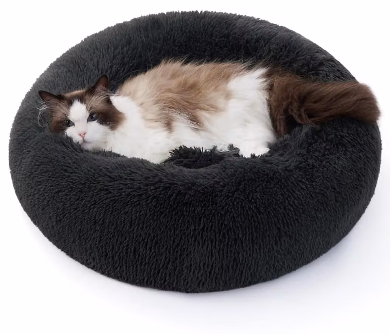Cuccia per gatti rotonda - Peluche - Ø 50 cm - Base antiscivolo - Tinte neutre