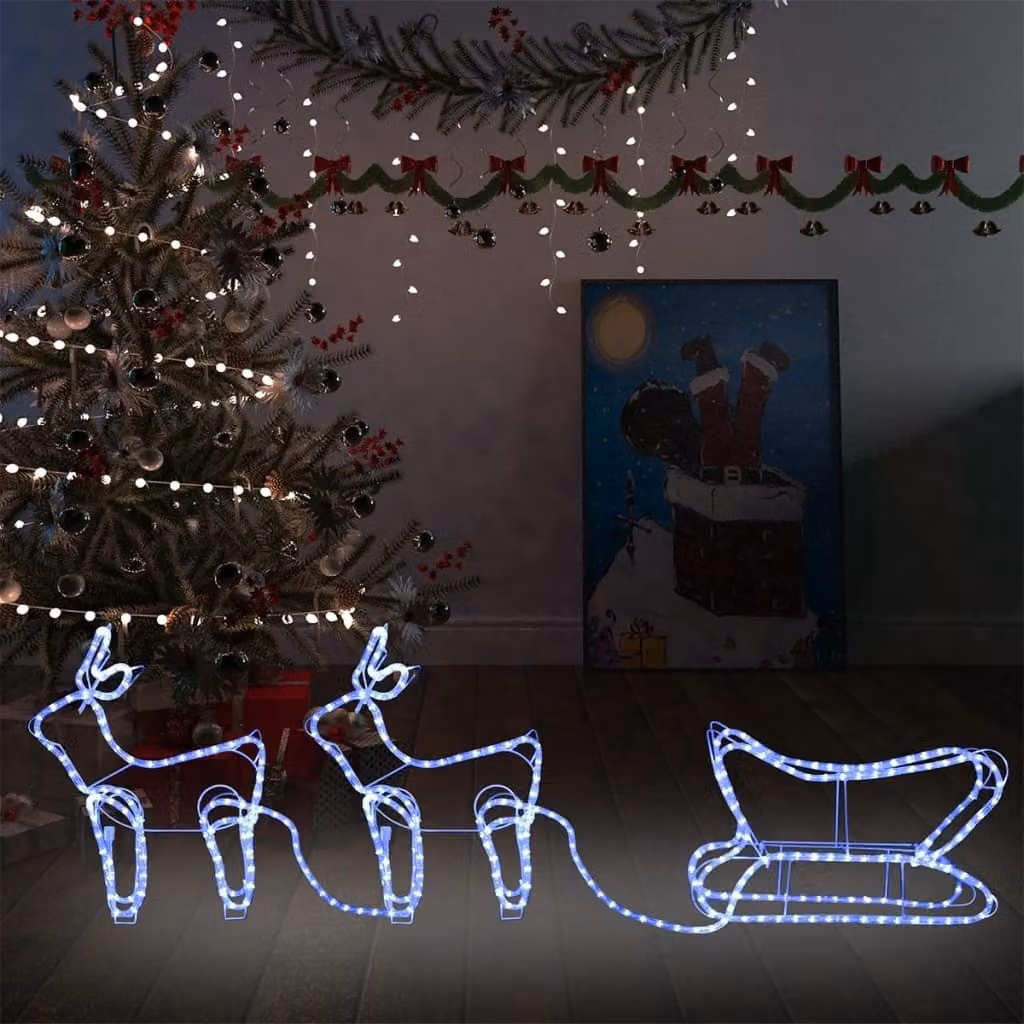 The Living Store Decorazione natalizia renna e slitta per esterni 576 LED