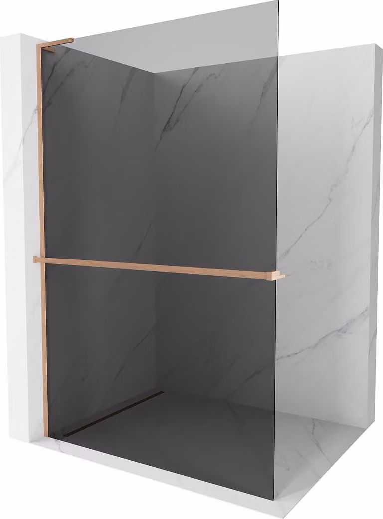 Mexen Kioto+ L pannello doccia con mensola Walk-in 80 x 200 cm, grafite, rame spazzolato - 800-080-123-65-40