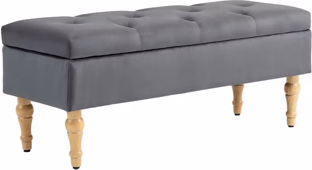 Divano 2 posti Minimal con contenitore in velluto grigio scuro e piedi in legno