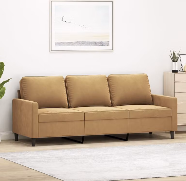Divano Maison Exclusive, 3 posti, color marrone, 180 cm, in velluto