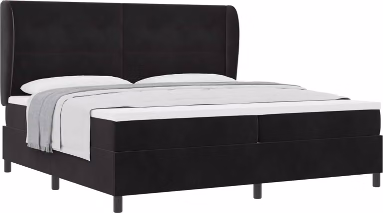 Letto a molle con materasso Nero 200 x 200 cm Velluto