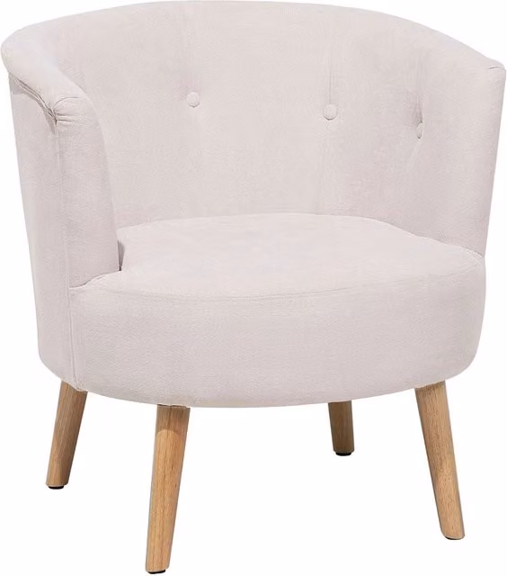 Poltrona imbottita BELIANI in tessuto bianco con struttura in legno e braccioli per soggiorno o camera da letto L: 73 cm, P: 74 cm, H: 72 cm
