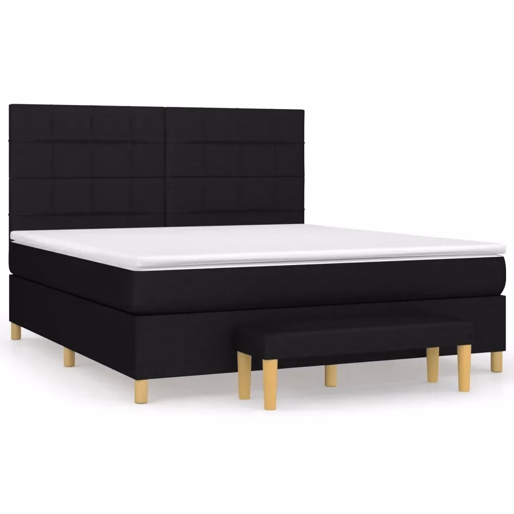 Letto Ibrido con Giroletto a Molle e Materasso vidaXL in Tessuto Nero e Bianco L/P/H: 160 x 200 x 203 cm – 2