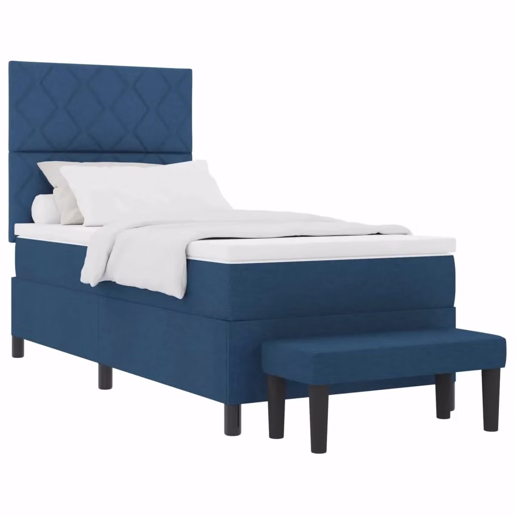 Letto ibrido con molle a tasche e testiera in tessuto blu vidaXL L/P: 90 x 200 cm – 2