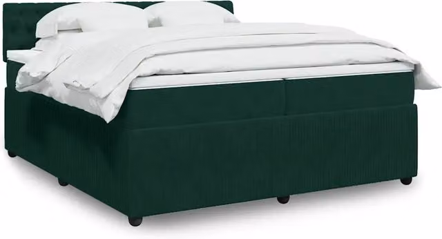 Letto Ibrido Moderno vidaXL con Struttura Imbottita in Velluto Verde e Bianco, L/P: 200 x 200 cm – 1