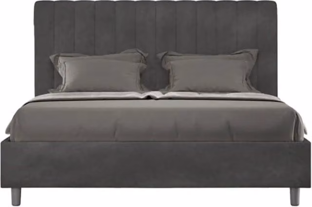 Letto matrimoniale contenitore imbottito Agueda Ityhome in microfibra grigio L: 160 cm, P: 210 cm, H: 122 cm